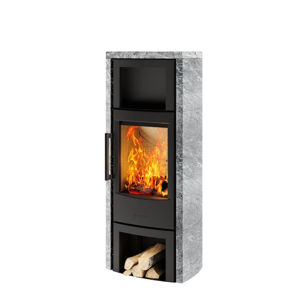 Wiking Kaminofen Miro 6 + mit Natursteinmantel grau