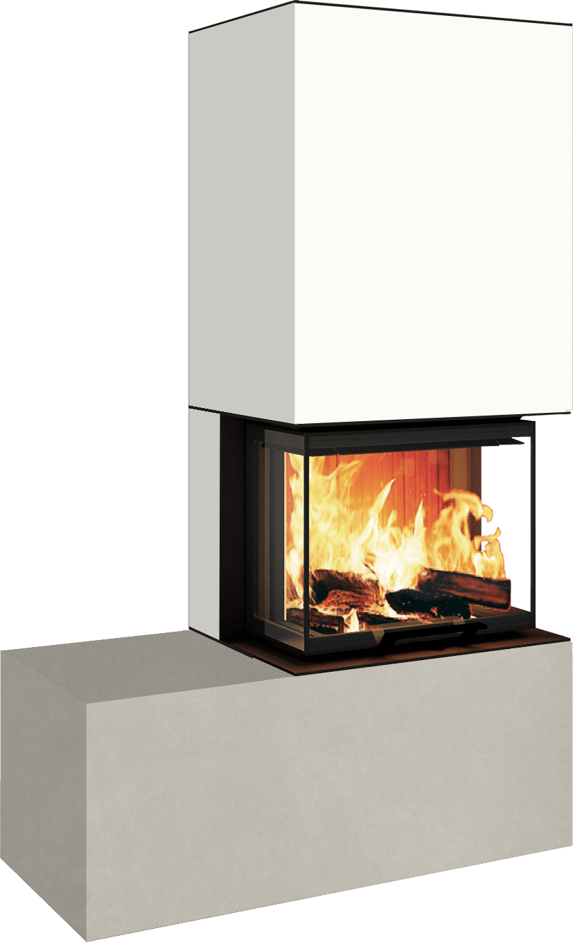 Neocube Kaminbausatz P13 mit Bank links